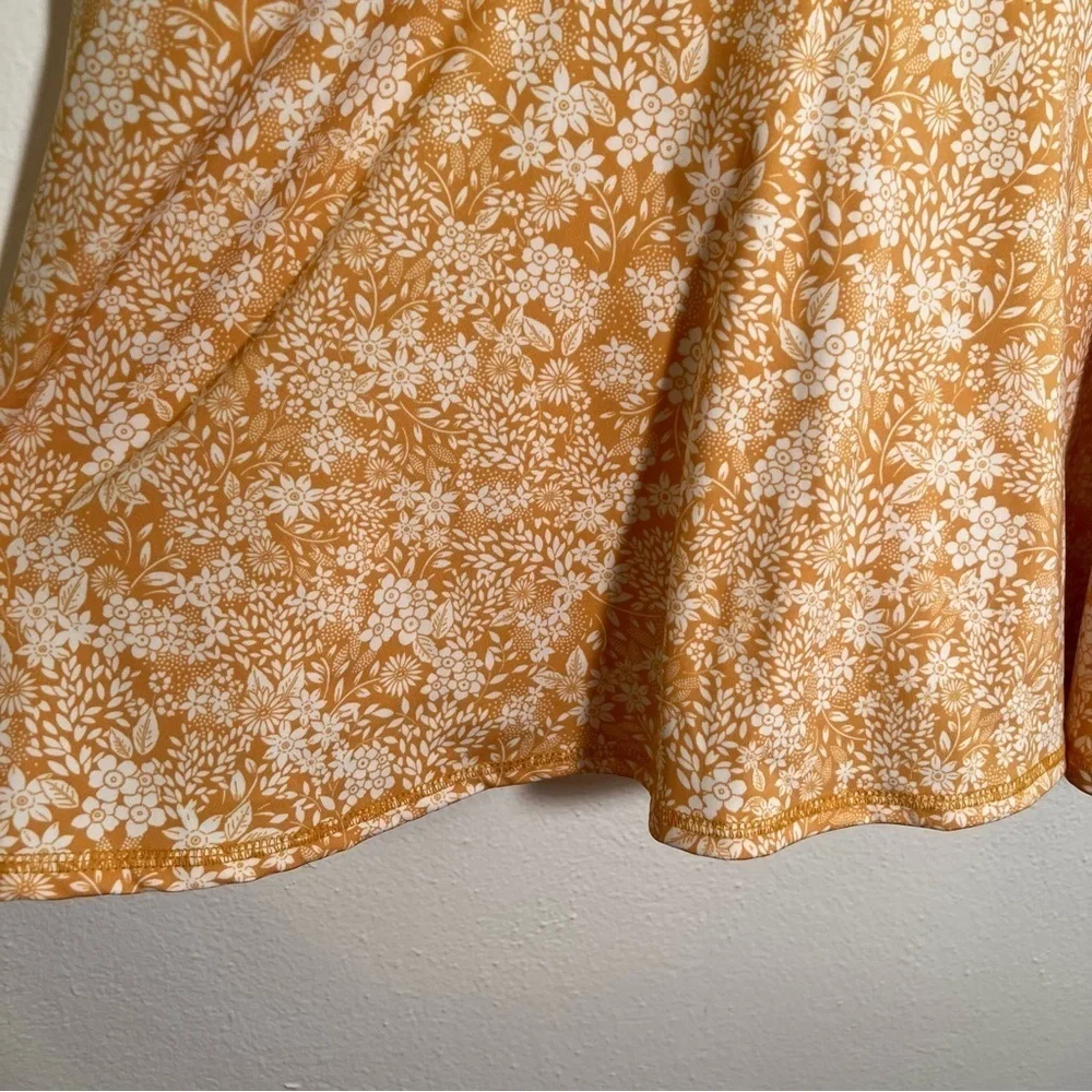 Laura Ashley Women's Size XL Athletic Skort Yellow White Floral Pockets UPF 50_3